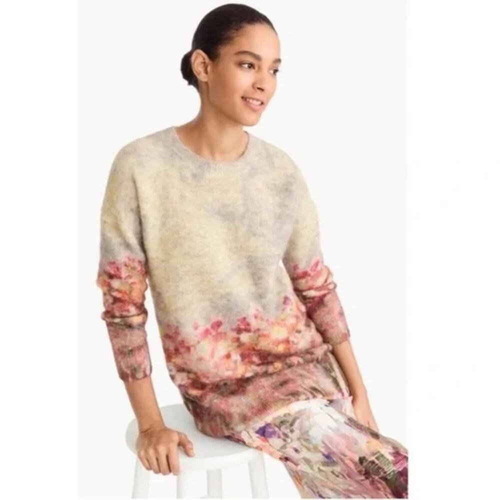 J.Crew Collection Alpaca–Merino Watercolor Floral Oversized Tunic Sweater NWT S